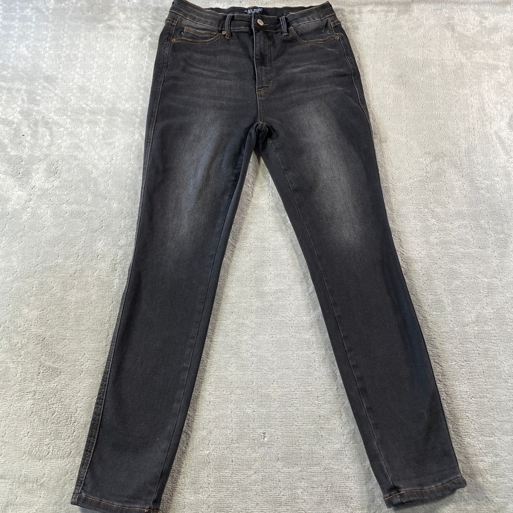 Judy Blue Jeans Womens 11/30 Black Wash Skinny Fit High Rise Fading Whiskers Mom